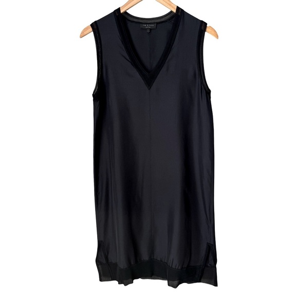 RAG & BONE Maude 100% Silk Sleeveless Black Dress V-Neck Size Small - Picture 14 of 15